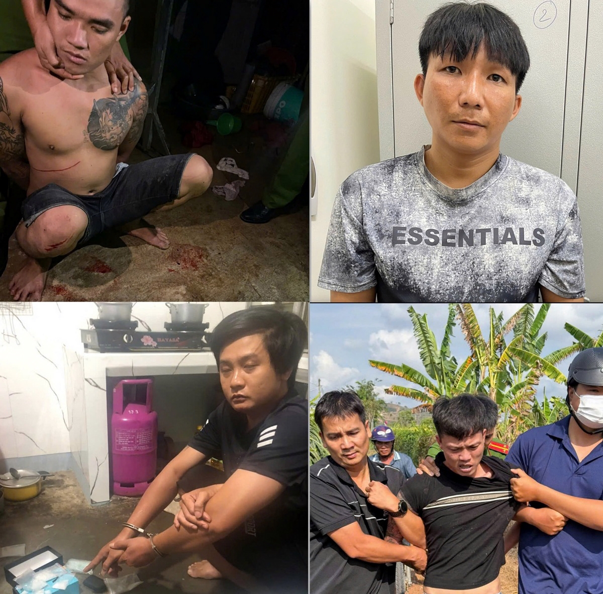 Các đối tượng Nguyễn Đình Mến, Đoàn Lê Tín, Huỳnh Ngọc Sơn và Lê Văn Bộ (từ trái qua phải, trên xuống dưới) - Ảnh: CABT