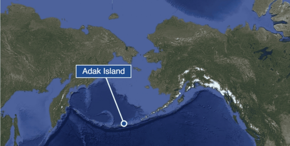 Đảo Adak trên bản đồ. Ảnh: Google, NASA