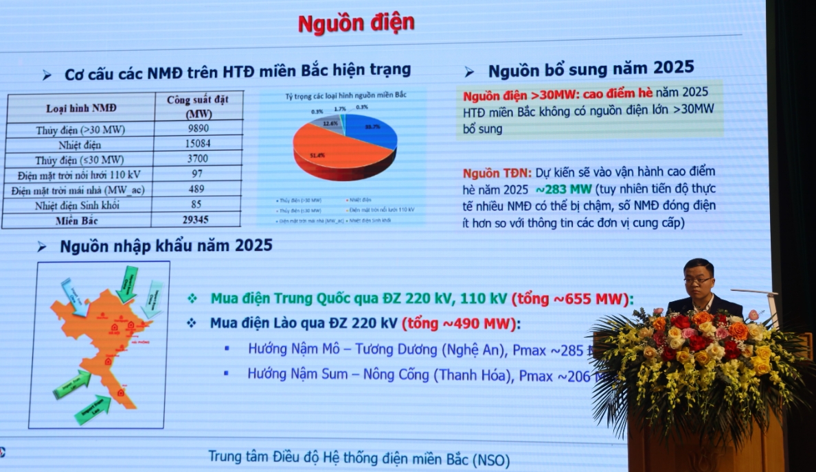 Ông Lưu Công Đăng - Trung tâm Điều độ hệ thống điện miền Bắc chia sẻ tại chương trình Hội nghị khách hàng 2025