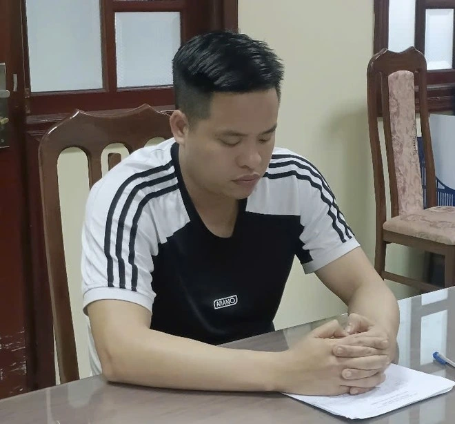 Đối tượng Nguyễn Văn Vĩnh tại cơ quan Công an. Ảnh: Công an tỉnh Bắc Giang