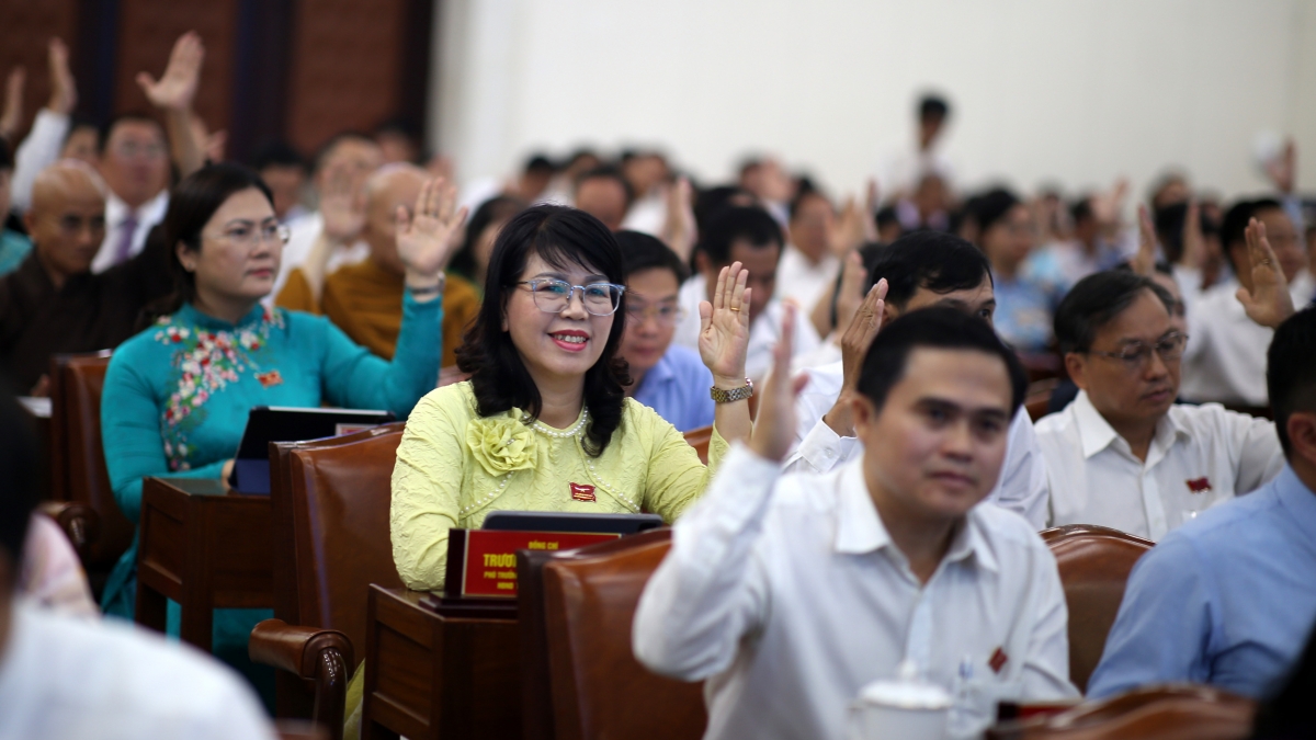 Đại biểu biểu quyết thông qua nghị quyết