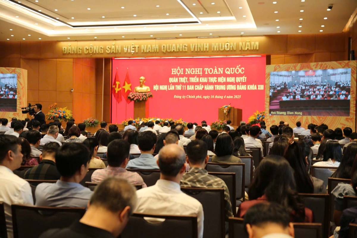 Hội nghị toàn quốc quán triệt, triển khai thực hiện Nghị quyết Hội nghị lần thứ 11, Ban Chấp hành Trung ương Đảng khóa XIII tổ chức tại Hà Nội ngày 16/4/2025.
