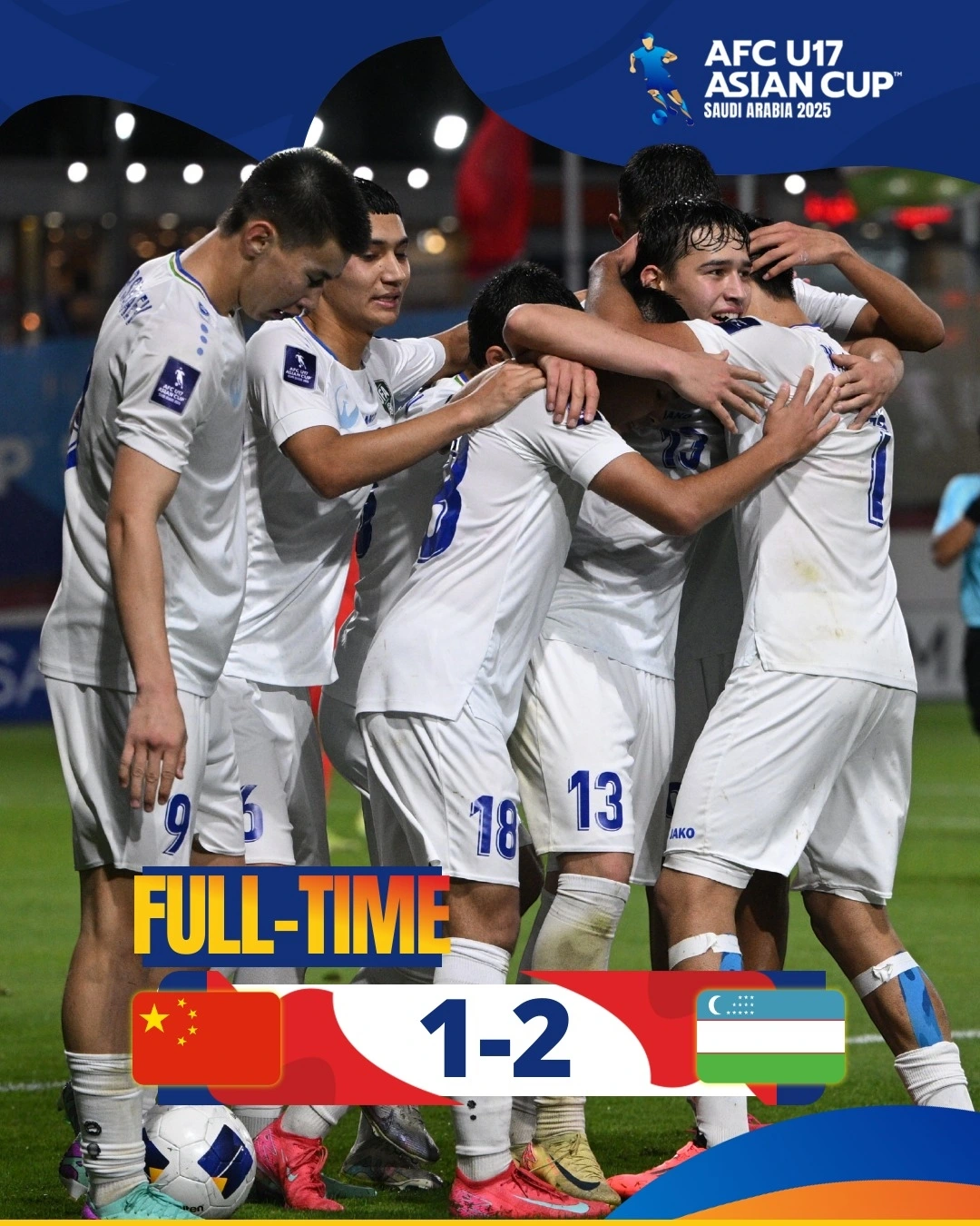 U17 Uzbekistan giành chiến thắng trước U17 Trung Quốc.