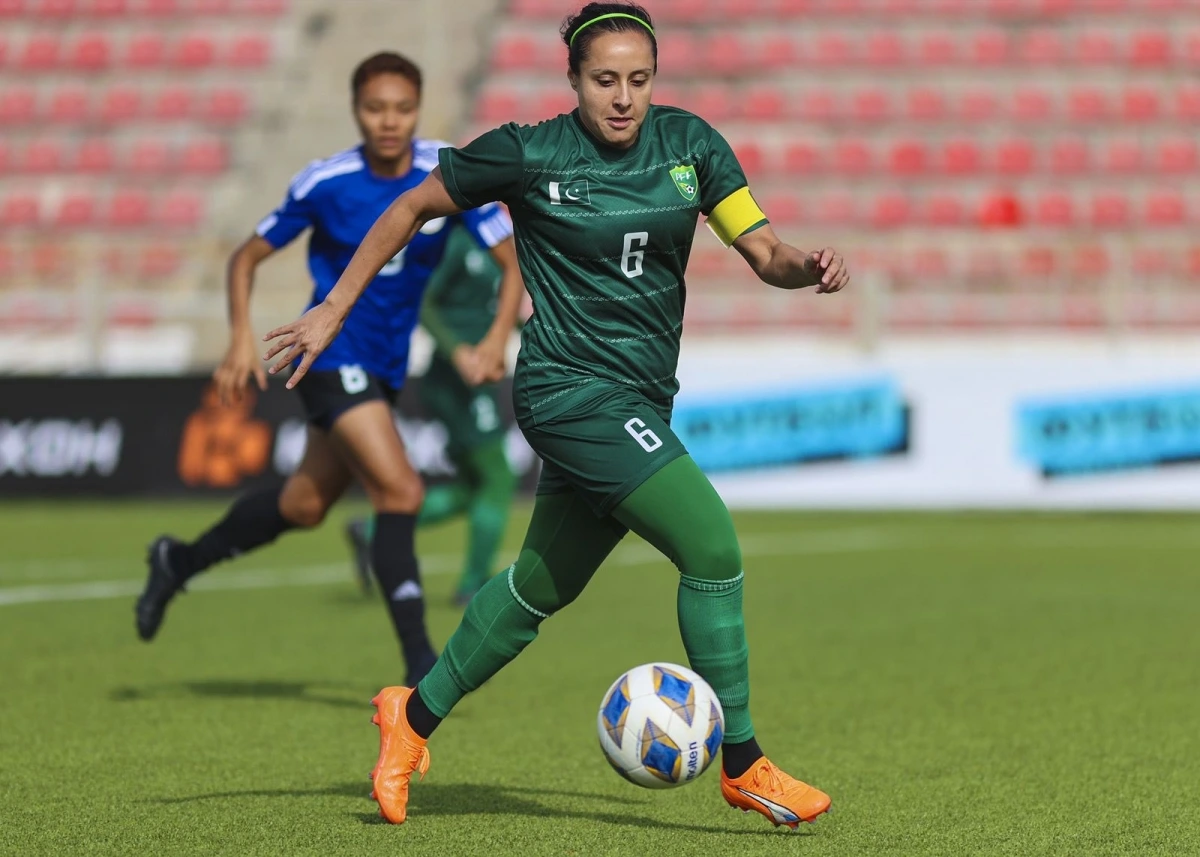 Maria Jamila Khan khi thi đấu cho ĐT nữ Pakistan. (Ảnh: PFF). 