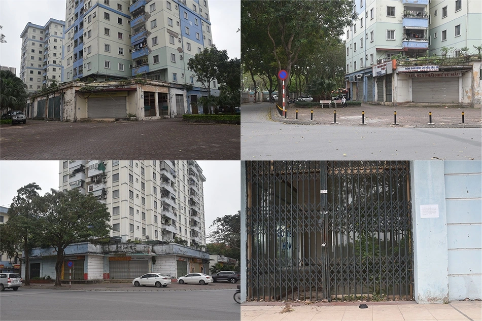 Những ki ốt bị bỏ hoang dây leo cuốn cửa.