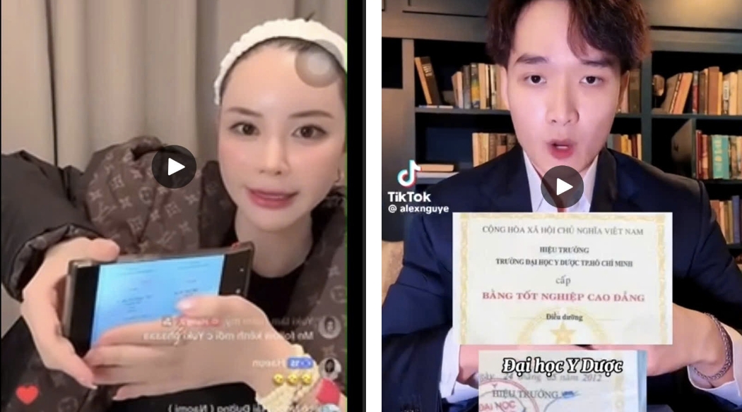 Trường hợp sử dụng hình ảnh bằng tốt nghiệp giả để quảng cáo dịch vụ làm đẹp trái phép trên mạng xã hội (Ảnh: Sở Y tế)