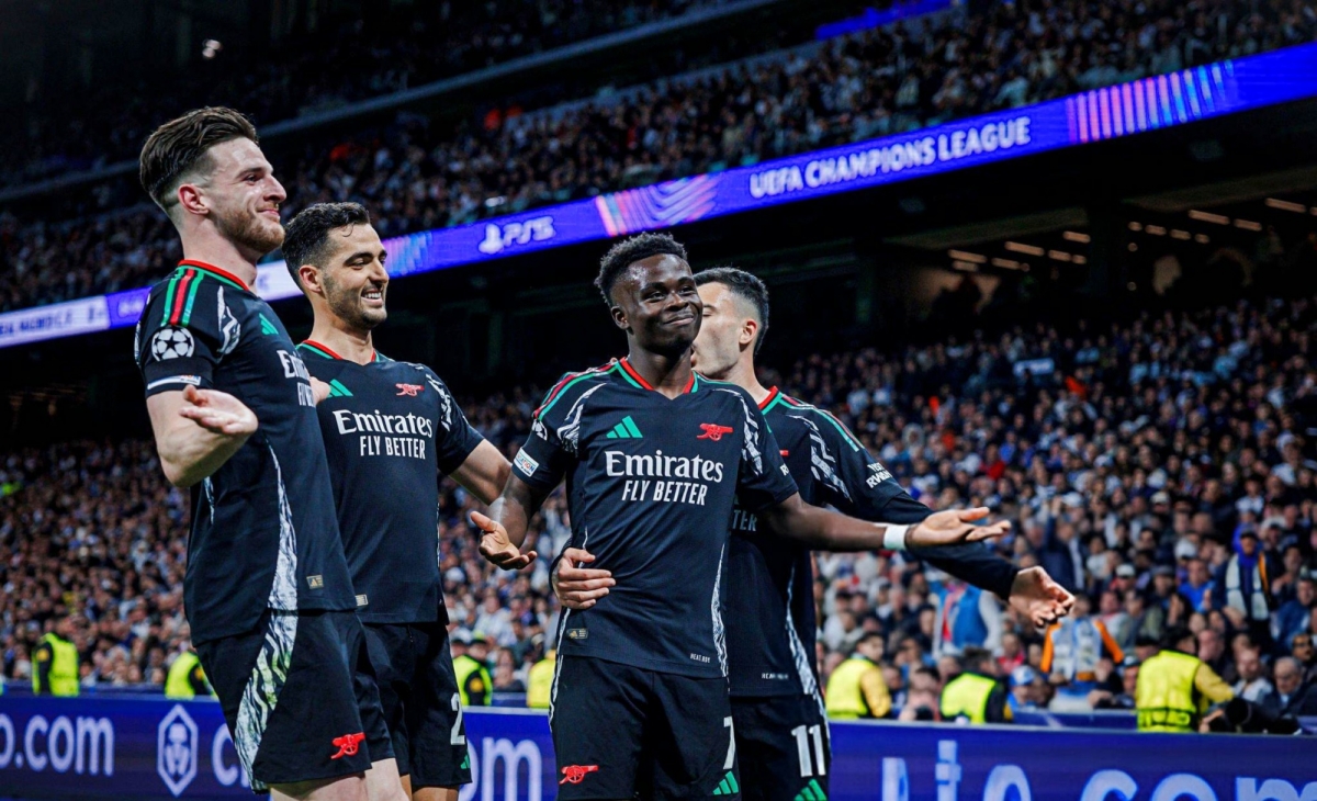 Arsenal xuất sắc đánh bại Real Madrid với tổng tỉ số 5-1 sau hai lượt trận tứ kết. (Ảnh: Getty)