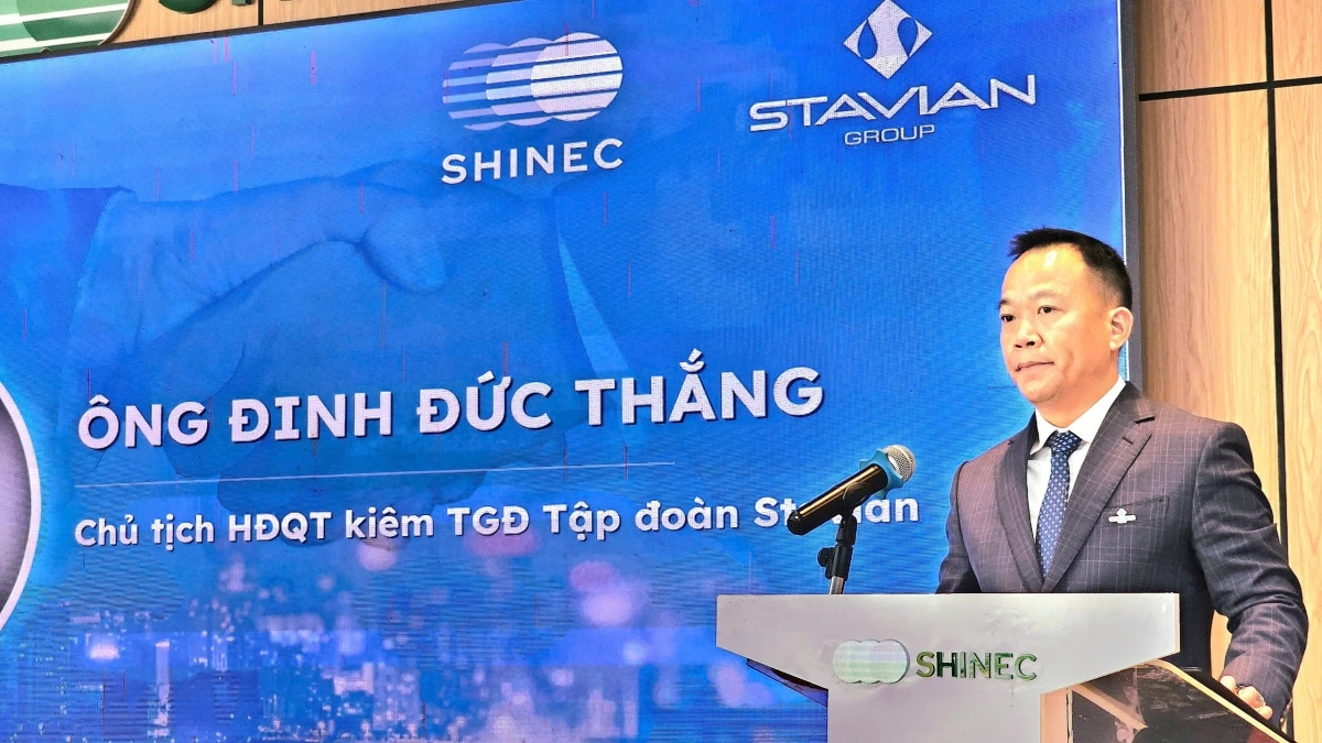 Ông Đinh Đức Thắng – Chủ tịch HĐQT kiêm Tổng Giám đốc Tập đoàn Stavian phát biểu tại buổi lễ