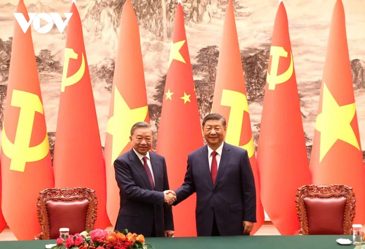 Tổng Bí thư Tô Lâm và Tổng Bí thư, Chủ tịch nước Trung Quốc Tập Cận Bình tại Bắc Kinh, Trung Quốc hồi tháng 8/2024