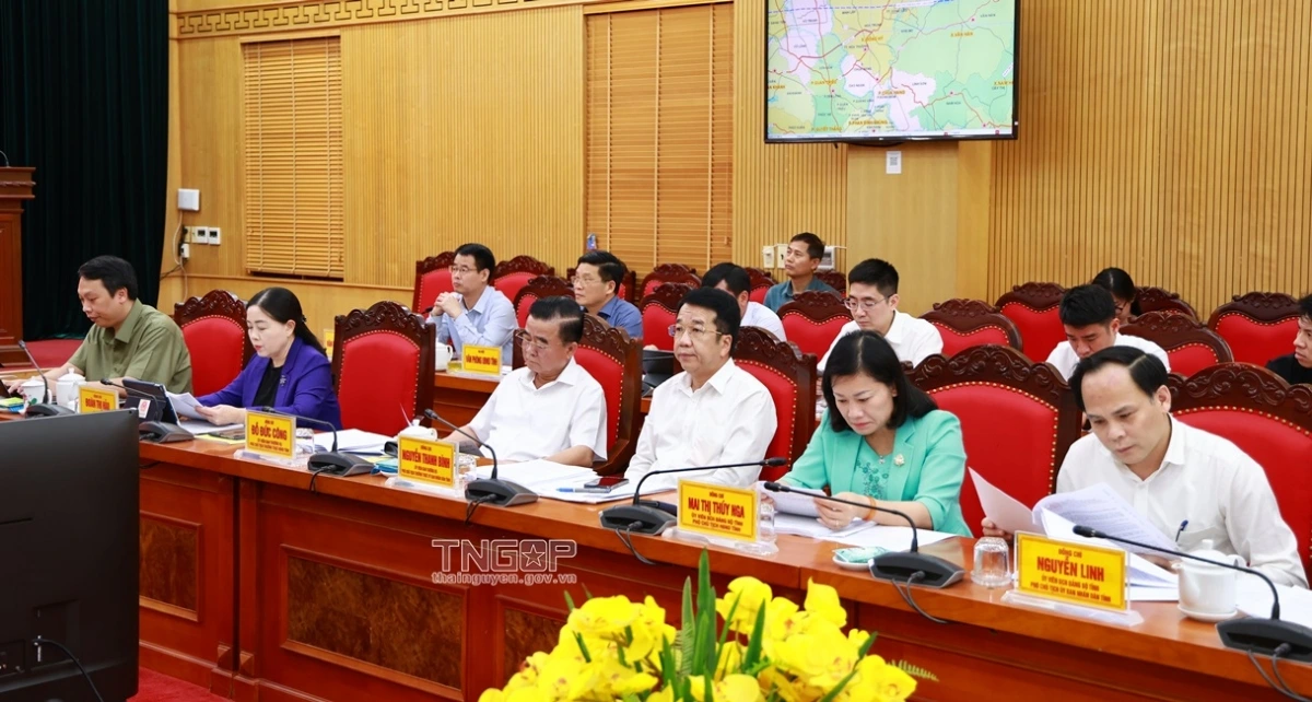 Các thành viên Ban Chỉ đạo thực hiện sắp xếp, tổ chức lại đơn vị hành chính các cấp tỉnh Thái Nguyên