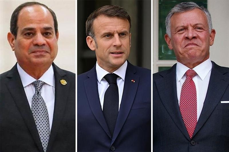 Tổng thống Ai Cập Abdel Fattah El-Sisi, Tổng thống Pháp Emmanuel Macron và Quốc vương Jordan Abdullah II (Ảnh: Al-Ahram).