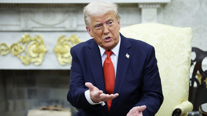 Tổng thống Mỹ Donald Trump tại Phòng Bầu dục ngày 14/4/2025. Ảnh: Getty