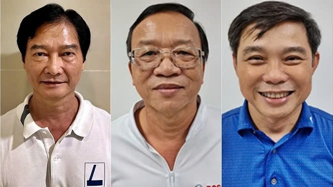 Huỳnh Tuấn Ân (trái) và hai cựu Giám đốc Điện lực Bình Thuận