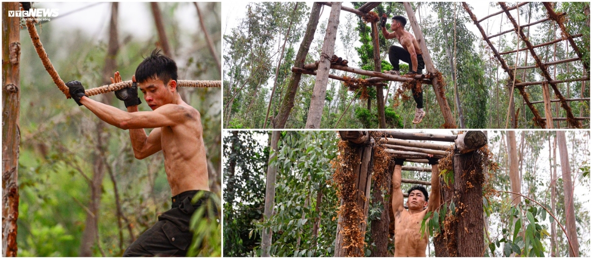 Một nội dung khác cũng khiến nhiều chiến sĩ phải “nín thở” là vượt chướng ngại vật. Không chỉ đơn thuần là thử thách thể lực, bài tập này còn rèn luyện sự bình tĩnh, khả năng tính toán chính xác và bản lĩnh khi đối mặt với hiểm nguy ngay trước mắt.