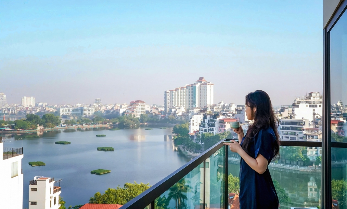 Các khách sạn ở quanh hồ Trúc Bạch thu hút nhiều sự quan tâm của du khách dịp lễ Quốc khánh 2/9. Ảnh: The Five Suites Lilas