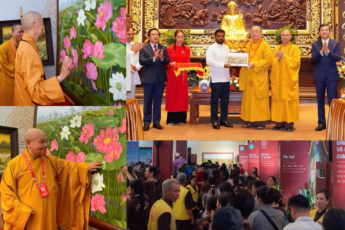 Đức Pháp Chủ, Phó Pháp Chủ gia trì và GHPGVN tặng Tổng thống Sri Lank bức tranh