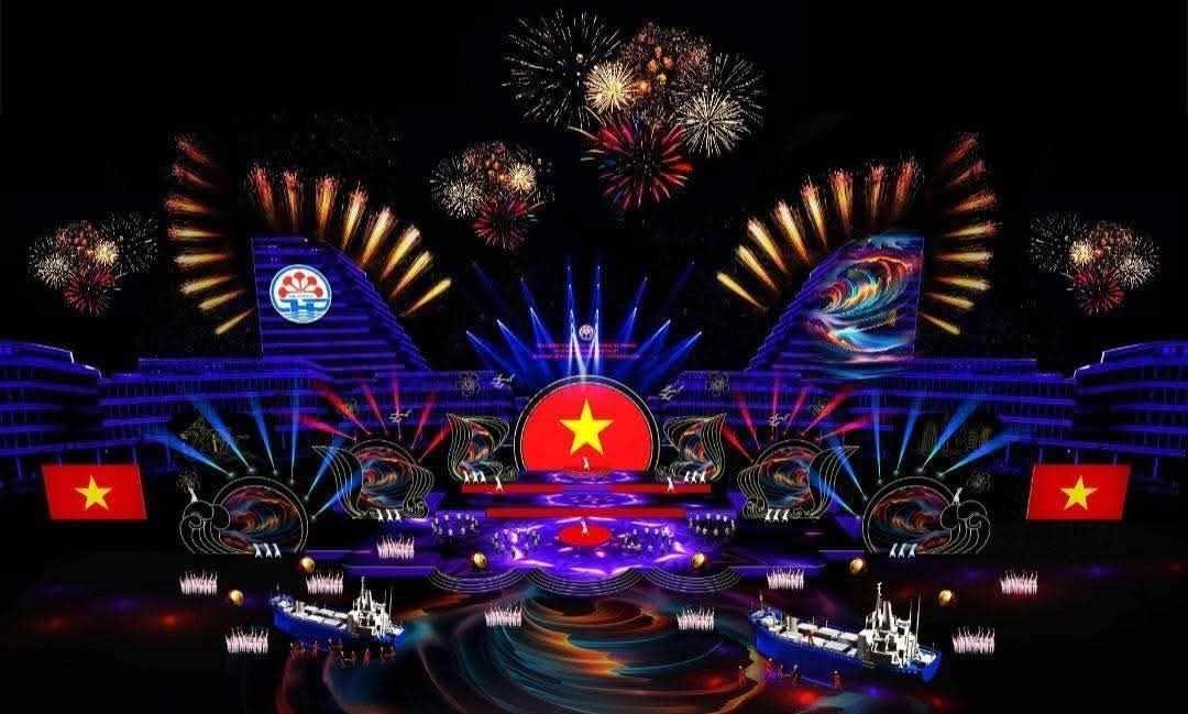 Hình ảnh sân khấu chương trình “Hải Phòng - 70 năm niềm tin và khát vọng vươn mình”