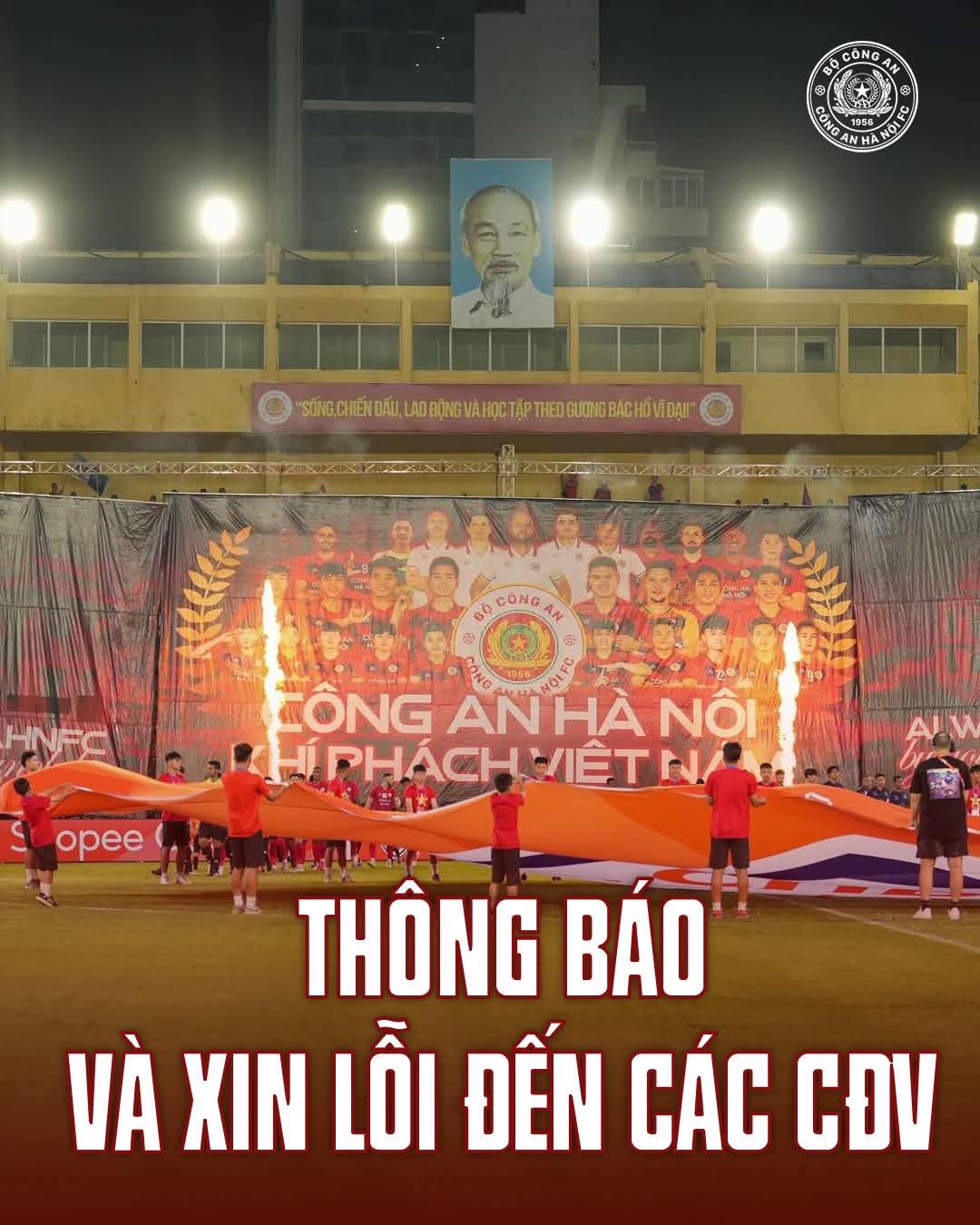 CAHN xin lỗi cổ động viên.