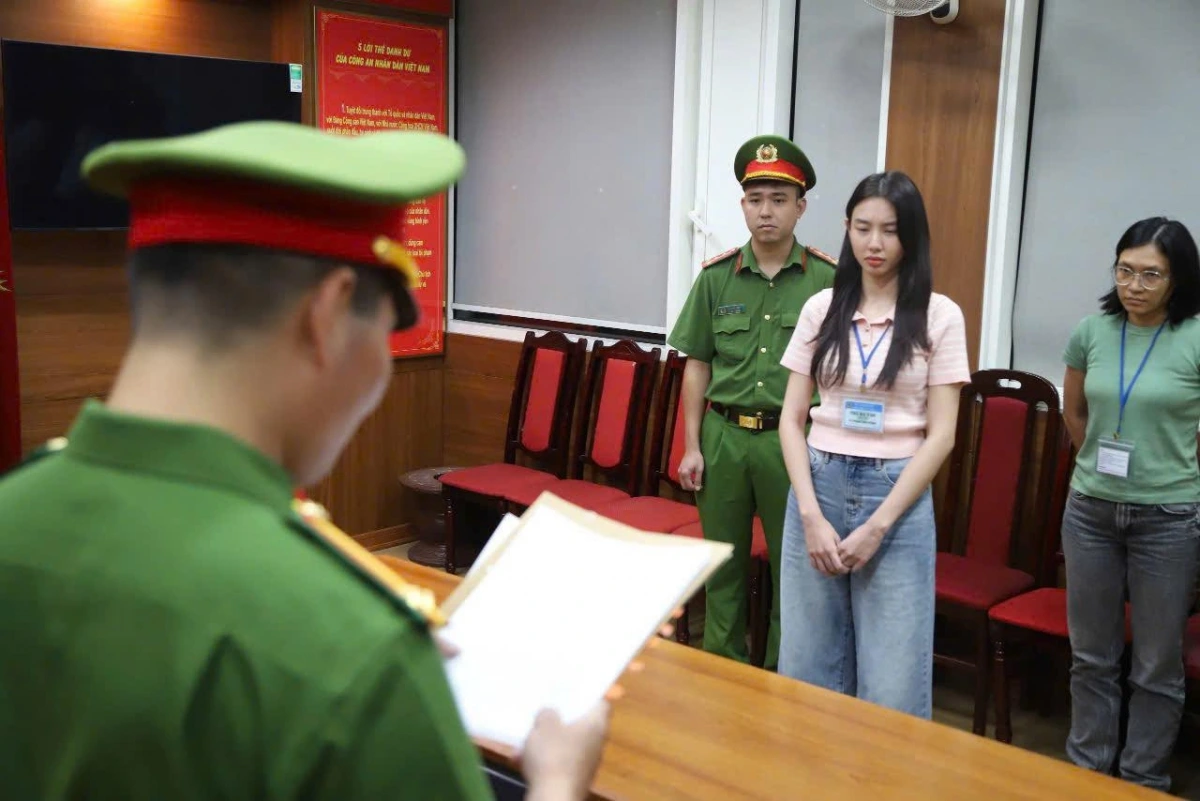 Hoa hậu Nguyễn Thúc Thùy Tiên bị khởi tố. Ảnh: Bộ Công an