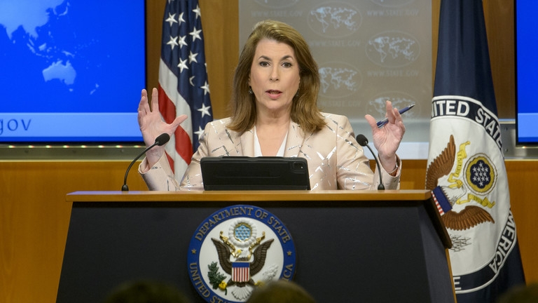Người phát ngôn Bộ Ngoại giao Mỹ Tammy Bruce. Ảnh: RT