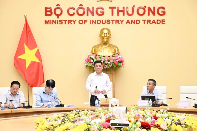 Bộ trưởng Nguyễn Hồng Diên phát biểu tại cuộc họp. (Ảnh: PV/Vietnam+)