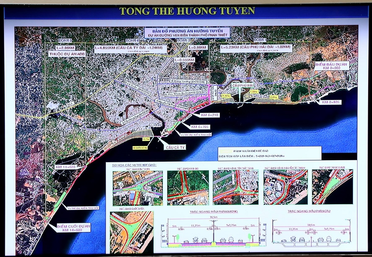 Tuyến đường ven biển qua địa bàn TP.Phan Thiết trên bản vẽ