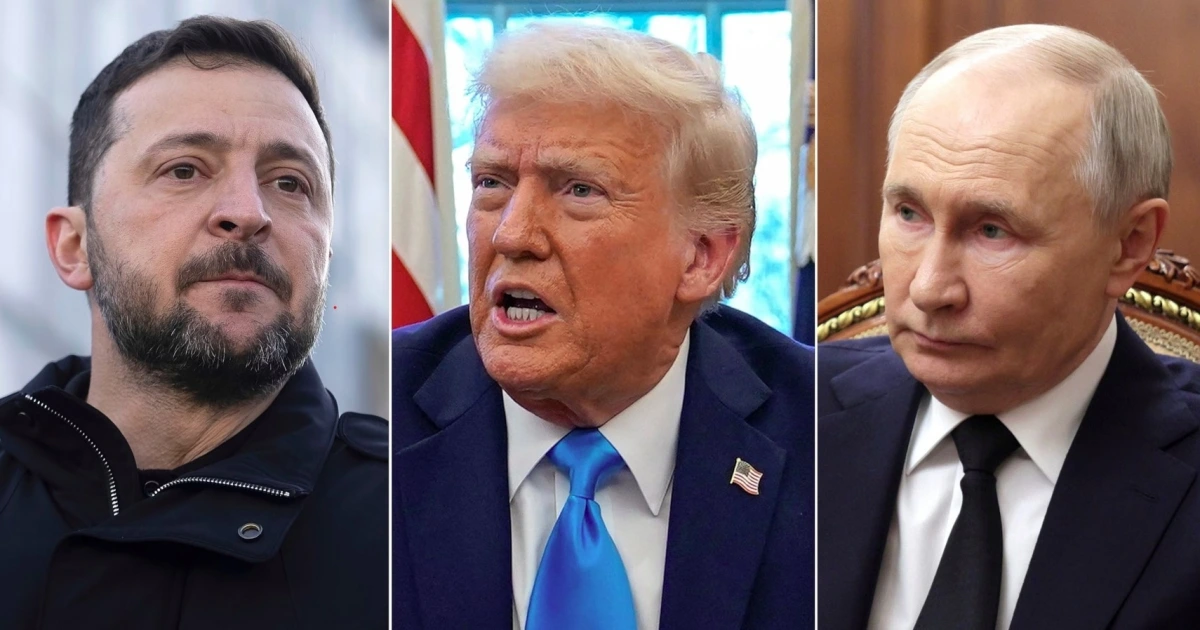 Tổng thống Ukraine Zelensky, Tổng thống Mỹ Trump và Tổng thống Nga Putin. Ảnh: ABC News