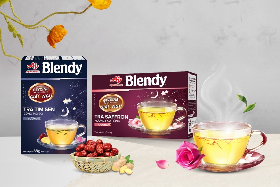 Sản phẩm Thực phẩm bổ sung Blendy® trà thảo mộc chứa Glycine - Axit amin hỗ trợ cải thiện giấc ngủ, ra mắt từ 03/2025