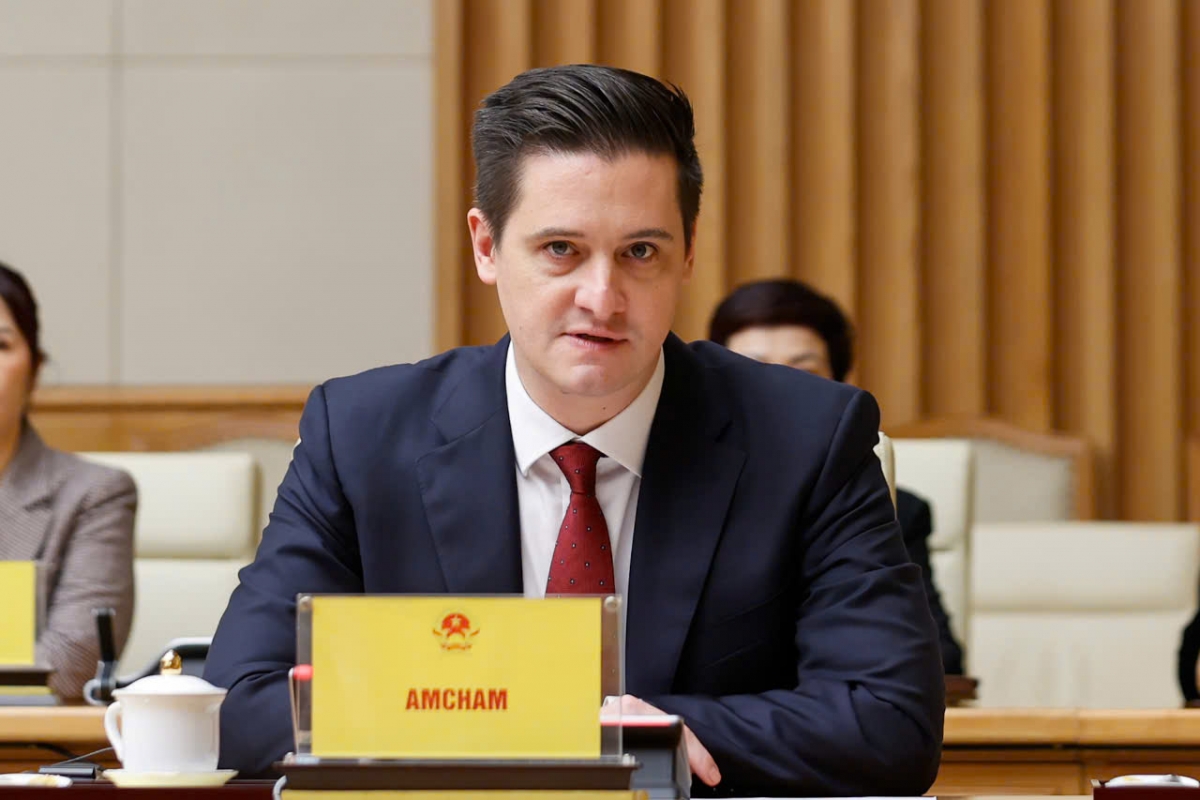 Ông Eric Johnson, Chủ tịch Hiệp hội doanh nghiệp Hoa Kỳ (AmCham) tại Hà Nội (Ảnh: Chính phủ)
