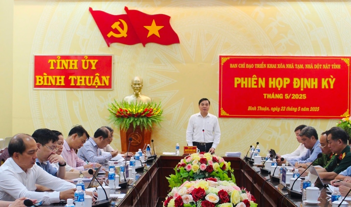 Ban Chỉ đạo triển khai xóa nhà tạm, nhà dột nát tỉnh Bình Thuận họp định kỳ tháng 5.(Ảnh: N.D)