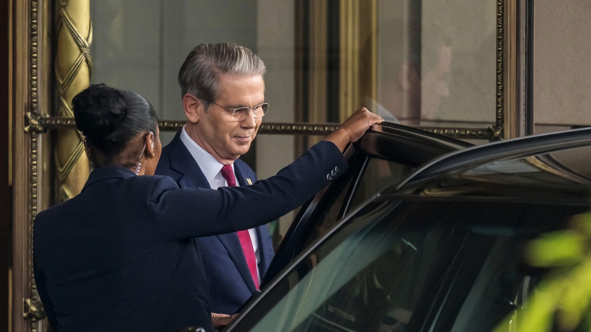 Bộ trưởng Tài chính Mỹ Scott Bessent chuẩn bị tới cuộc gặp với giới chức Trung Quốc ở Geneva, ngày 10/5. Ảnh: Getty
