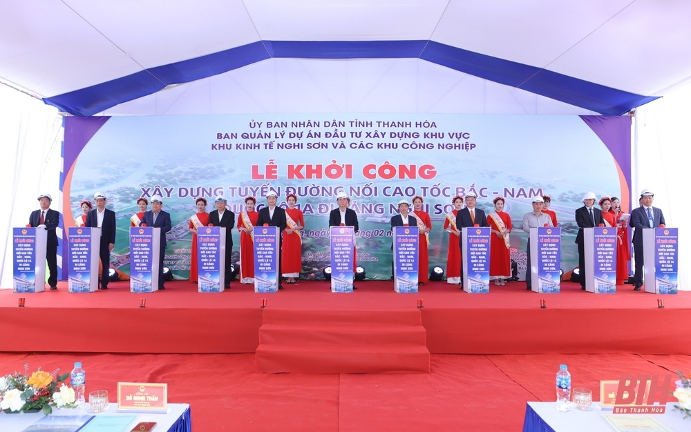 Lễ khởi công Dự án Đường nối cao tốc Bắc - Nam, Quốc lộ 1A đi cảng Nghi Sơn.