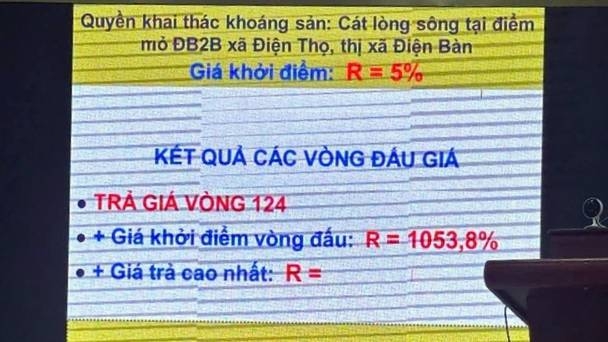 Mỏ cát tại thị xã Điện Bàn trúng đấu giá với mức cao bất thường 