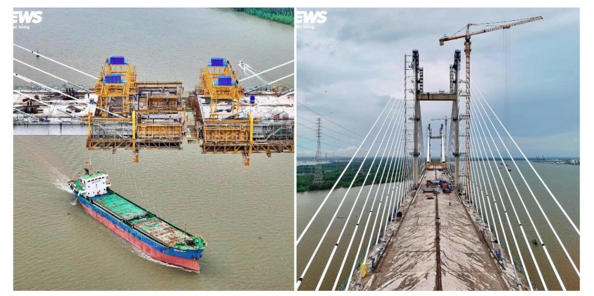 Các nhà thầu đang tập trung đẩy nhanh tiến độ thi công các hạng mục then chốt như đúc hẫng, kéo dây văng và đổ bê tông mặt cầu nhằm sớm hoàn thiện công trình.