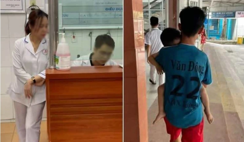 Hình ảnh bác sĩ bị người dân tố thờ ơ trong việc cấp cứu cho cháu bé ẢNH: MXH