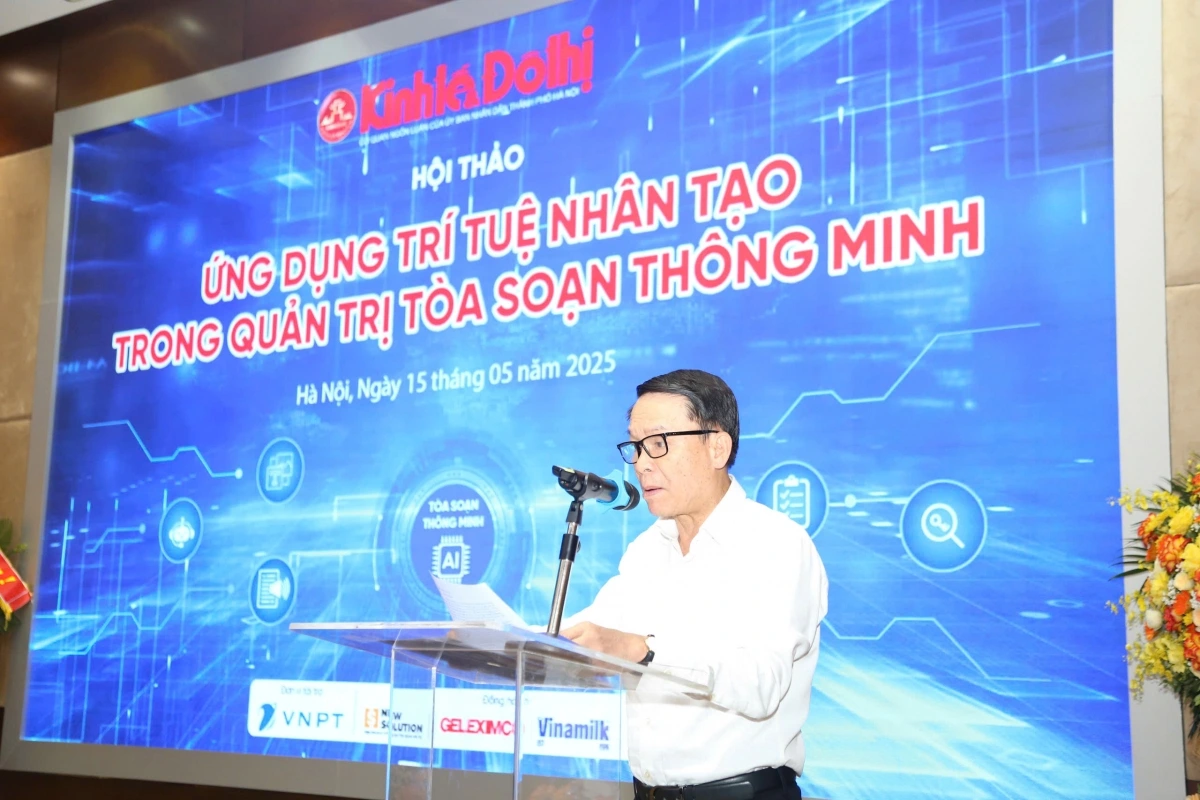 Phó Chủ tịch Thường trực Hội Nhà báo Việt Nam Nguyễn Đức Lợi phát biểu tại sự kiện