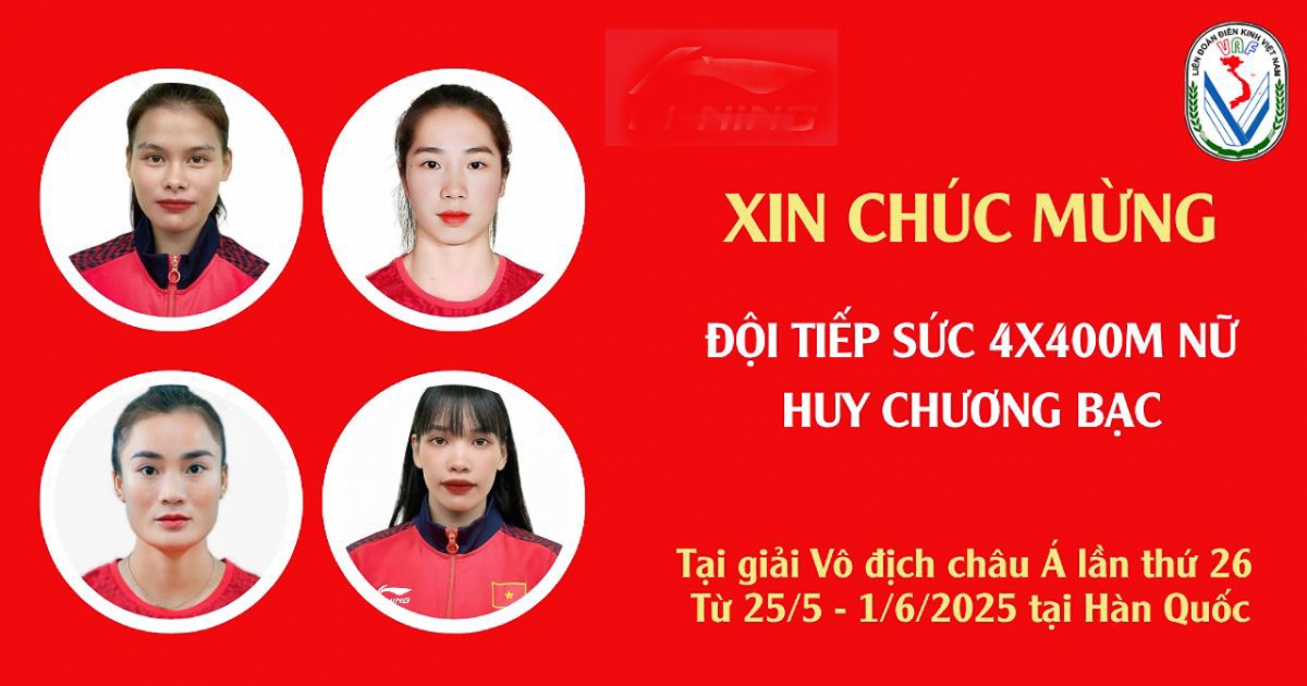 Điền kinh Việt Nam lỡ cơ hội giành HCV thứ ba liên tiếp ở nội dung tiếp sức 4x400m nữ (Ảnh: VAF)