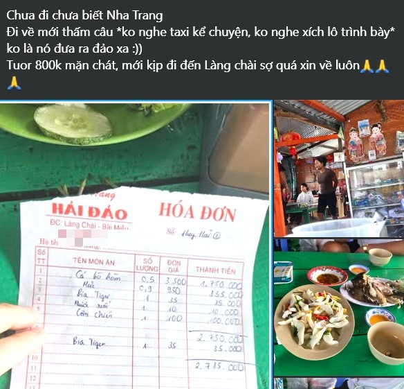 Phiếu tính tiền giá cá bò hòm 3,5 triệu đồng/kg được đăng tải trên mạng xã hội.