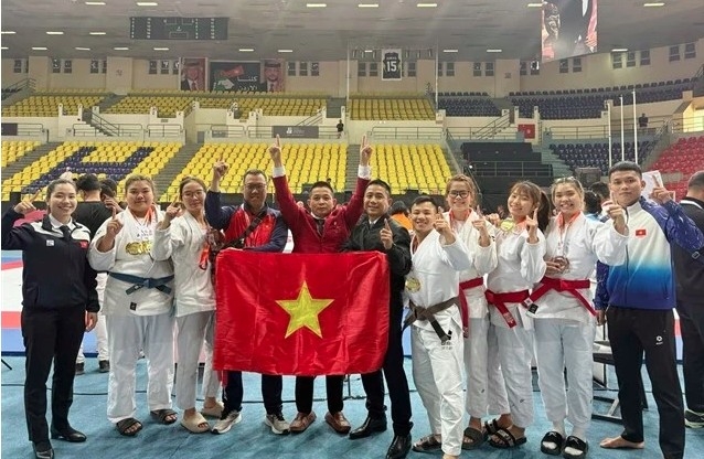 Vietnamese coaches and athletes at the Jujitsu Asian Adults and U21 Championships in Jordan