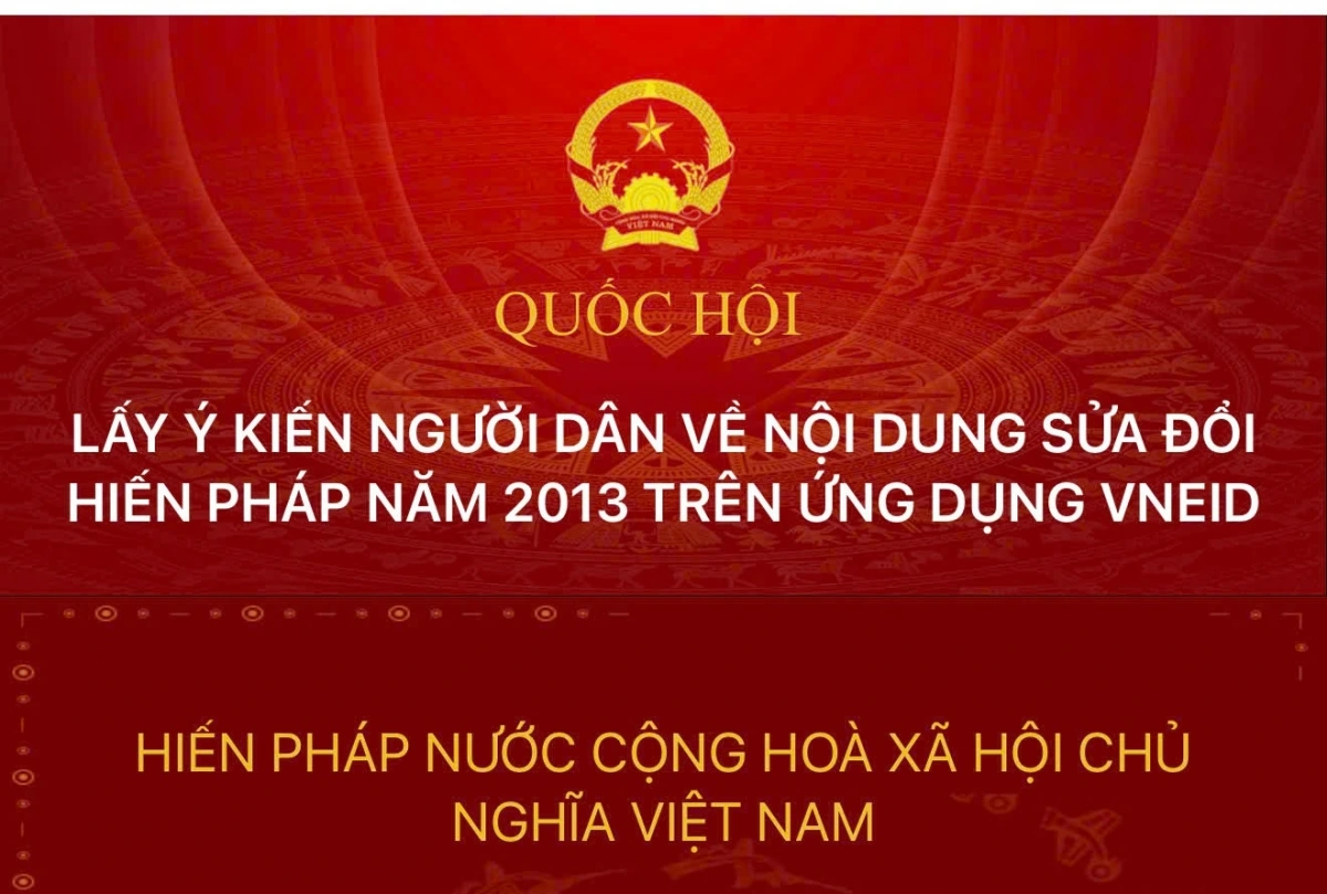 Giao diện lấy ý kiến người dân về sửa đổi Hiến pháp năm 2013 trên VNeID