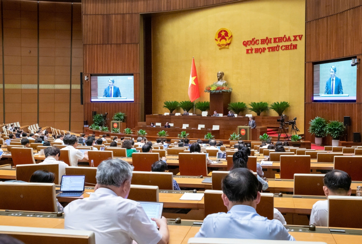 Sáng 16/5, Quốc hội thảo luận tại hội trường về một số cơ chế, chính sách đặc biệt, tạo đột phá trong xây dựng và tổ chức thi hành pháp luật. (Ảnh: Media Quốc hội)