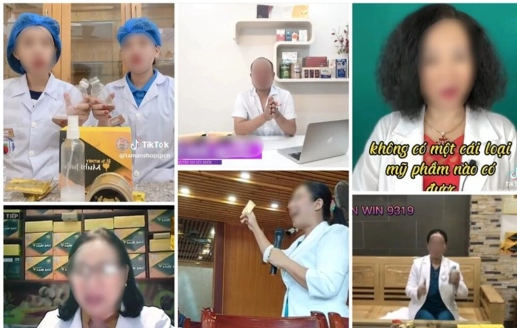 Các bác sĩ, dược sĩ, chuyên gia sức khỏe quảng cáo sản phẩm trên mạng xã hội. Ảnh TCH.