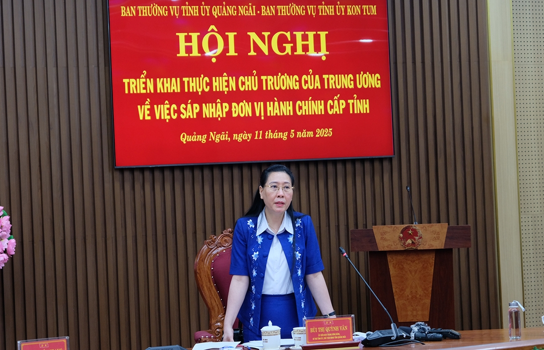 Bí thư Tỉnh ủy Quảng Ngãi Bùi Thị Quỳnh Vân phát biểu
