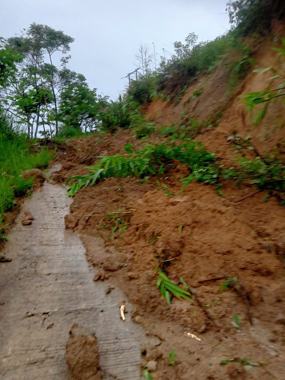 Sạt lở đất xảy ra nhiều nơi tại 3 xã Nhôn Mai, Hữu Khuông và thị trấn Thạch Giám.