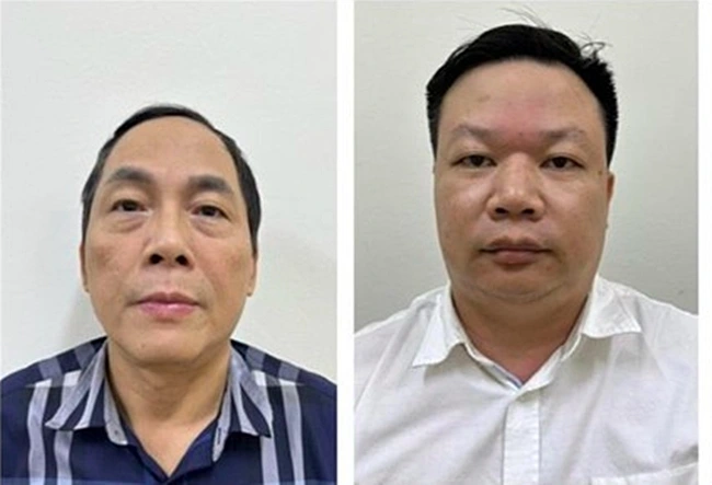 Bị can Hoàng Quốc Hùng (trái) và Lương Nhân Hoà