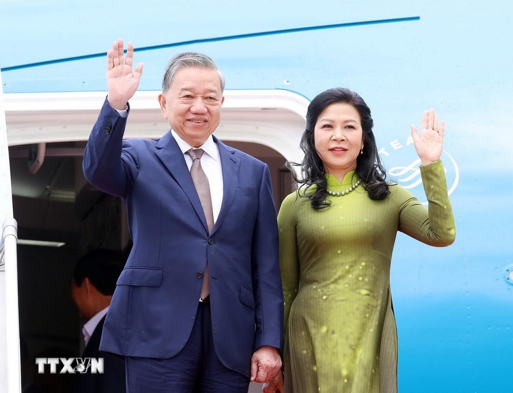 Tổng Bí thư Tô Lâm và Phu nhân. (Ảnh: TTXVN)