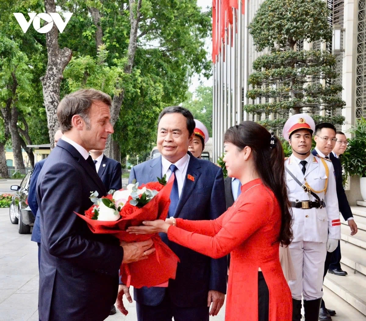 Chiều 26/5, tại Nhà Quốc hội, Chủ tịch Quốc hội Trần Thanh Mẫn hội kiến Tổng thống Cộng hòa Pháp Emmanuel Macron nhân chuyến thăm cấp Nhà nước tới Việt Nam.