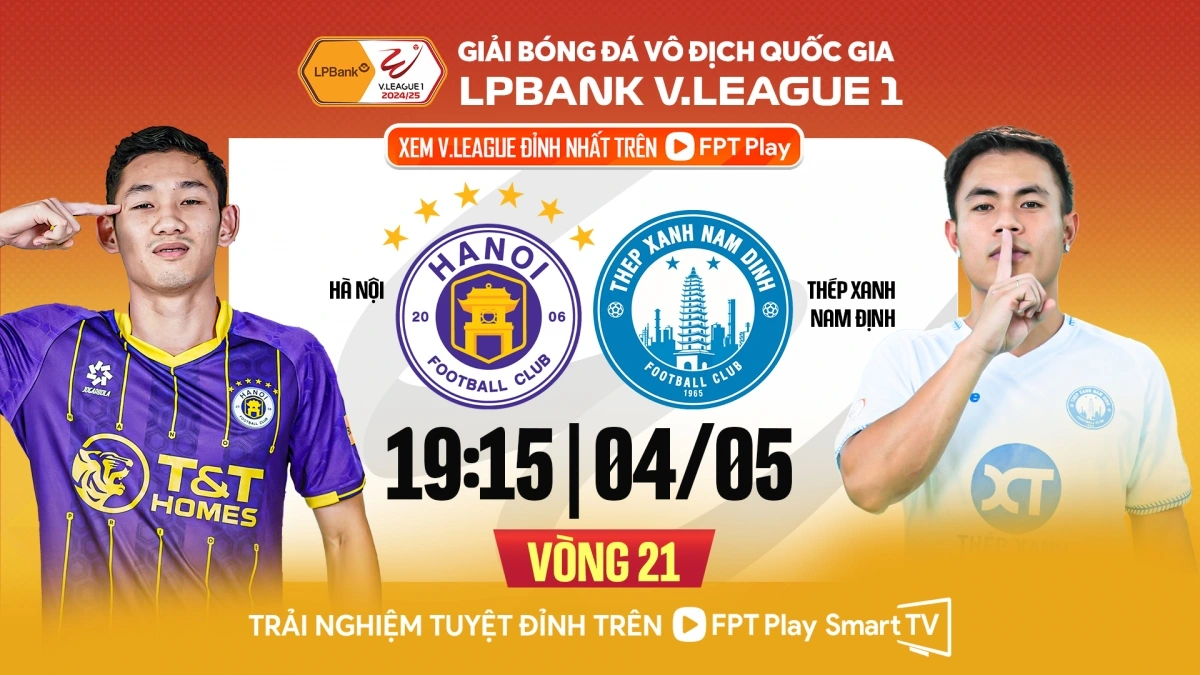 Trận đấu giữa Hà Nội FC vs Nam Định diễn ra vào lúc 19h15 tối nay 4/5.