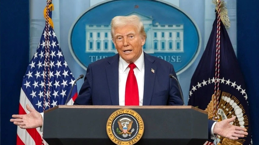 Tổng thống Mỹ Donald Trump phát biểu trong một cuộc họp báo tại Nhà Trắng - Ảnh: THX/TTXVN