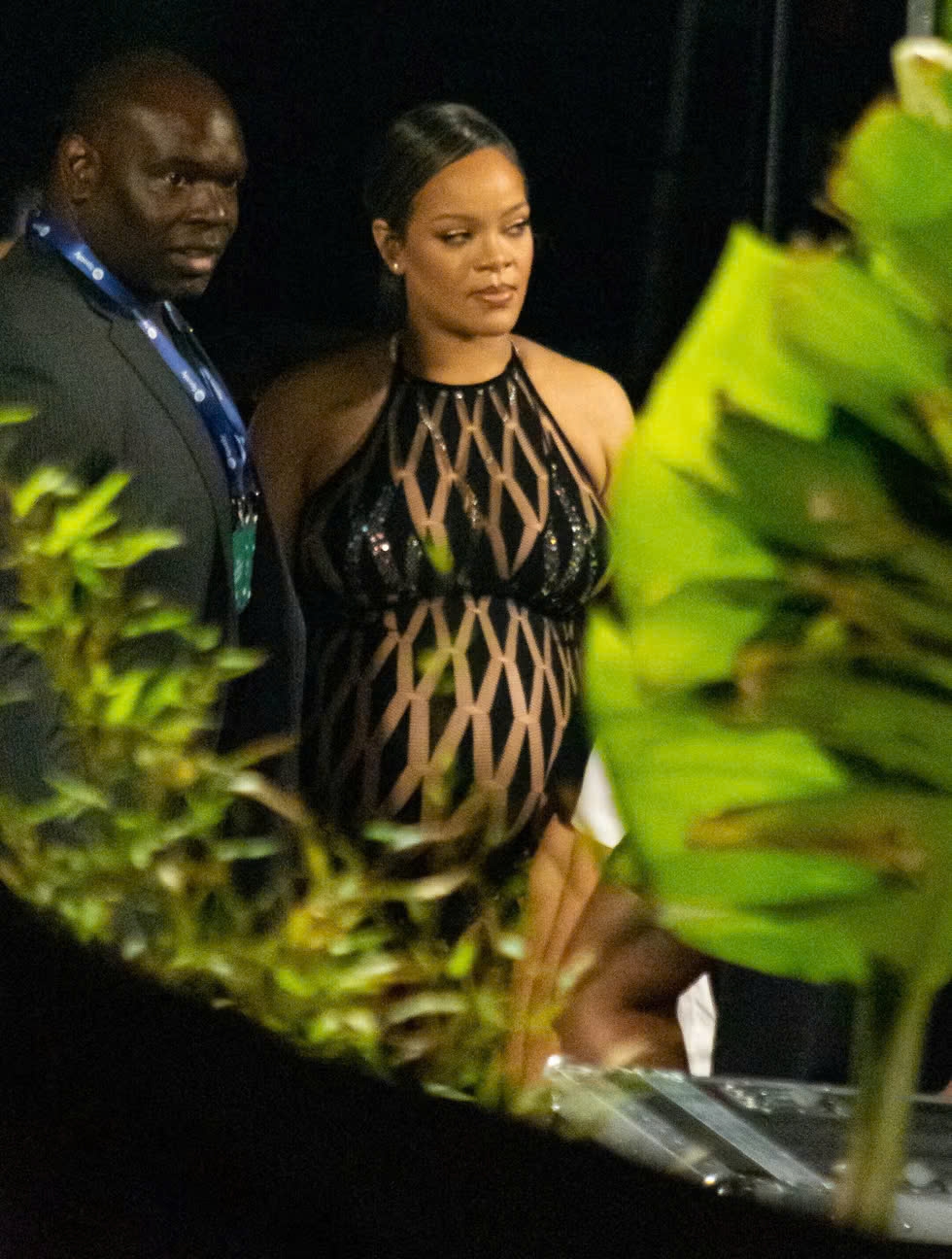 Ngày 21/6/ 2023, Rihanna tới ủng hộ A$AP Rocky tại buổi hòa nhạc ở Pháp với bộ bodysuit đen xuyên thấu của Jean Paul Gaultier, điểm xuyết viền kim cương và cổ áo khoét sâu, bên trong là bikini sequin lấp lánh của Oséree.